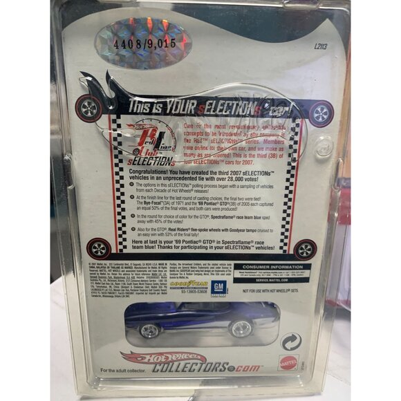 Hot Wheels Limited Edition 2007 69 Pontiac GTO Blue Die-Cast Collectors Car - Picture 2 of 2
